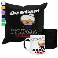 Gadżety dla niej i dla niego - ZESTAW KUBEK MAGICZNY + POSZEWKA Z PODUSZKĄ- DZIEŃ BABCI PREZENT + IMIĘ - miniaturka - grafika 1
