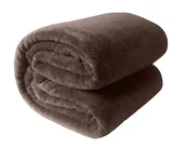 Koce - Duży miękki koc pled narzuta 200x220 cm brązowy - miniaturka - grafika 1