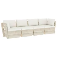 Ławki ogrodowe - vidaXL Ogrodowa sofa 4-osobowa z palet, z poduszkami, drewno świerkowe - miniaturka - grafika 1