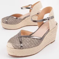 Espadryle damskie - Montevita Wedge Sparto Balenci9 Szary - miniaturka - grafika 1