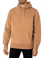 Bluzy męskie - GANT Męska bluza z kapturem Reg Shield, Ciepły khaki., L - miniaturka - grafika 1