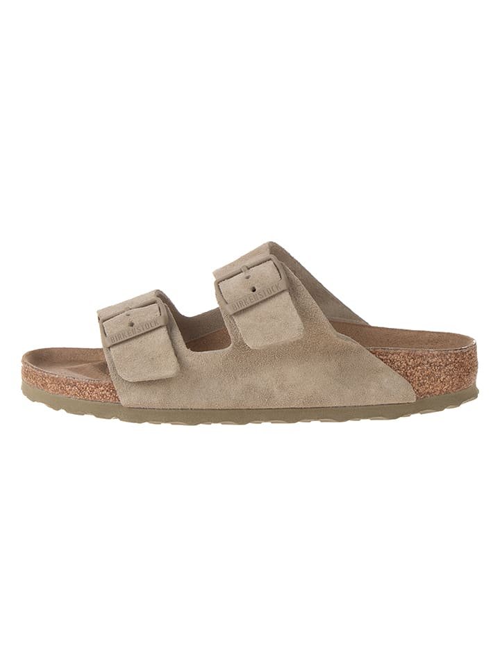 Birkenstock Skórzane klapki w kolorze khaki