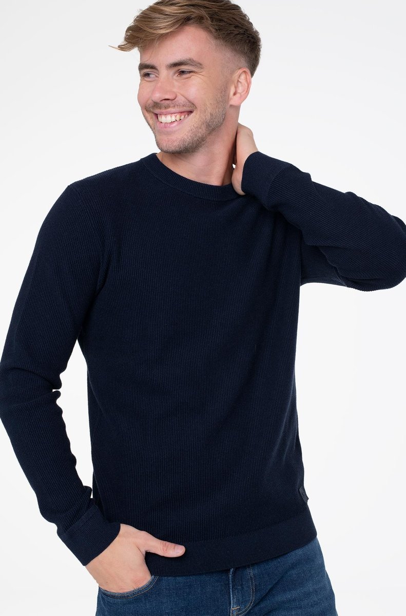 TOM TAILOR GRANATOWY SWETER MĘSKI BAWEŁNIANY Z OKRĄGŁYM DEKOLTEM XL 17AA