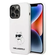 Etui i futerały do telefonów - Karl Lagerfeld Etui KLHCP14XSNCHBCH do iPhone 14 Pro Max 6,7" hardcase Silicone Choupette biały/white - miniaturka - grafika 1