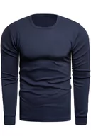 Bluzy męskie - Bluza męska bez kaptura N02L - granatowa - Risardi - miniaturka - grafika 1