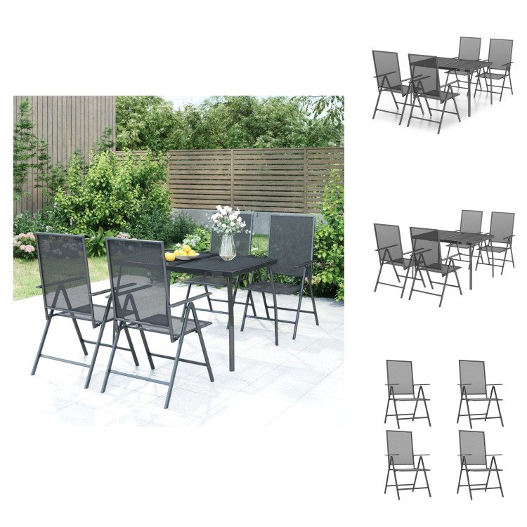 vidaXL 5-częściowy ogrodowy zestaw jadalniany stal antracytowa - Zestawy mebli ogrodowych