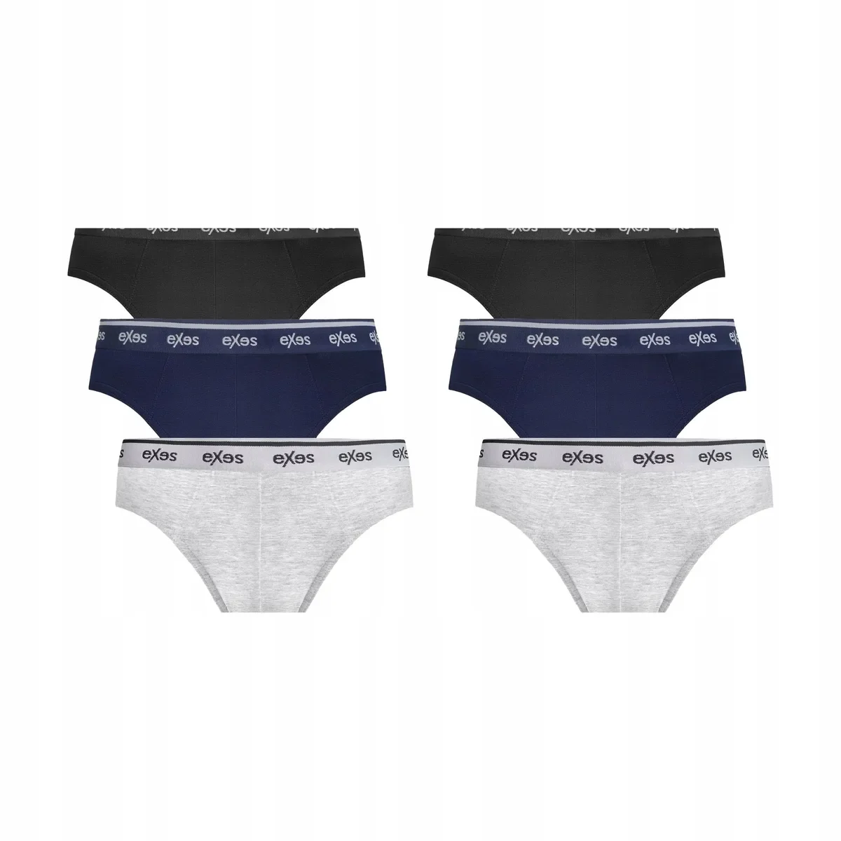 2-PAK Slipy bawełniane Exes 3-pack czarny granatowy melanż z elastanem L