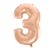 Balony i akcesoria - GoDan Balon foliowy cyfra 3 45&quot; różowo-złoty HS-C45RZ3 - miniaturka - grafika 1