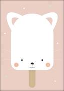 Plakaty - Plakat, Wesołe lody – kotek na różowym tle, 60x80 cm - miniaturka - grafika 1