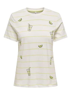 ONLY Koszulka w kolorze biało-żółtym - Koszulki i topy damskie - miniaturka - grafika 1