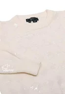 Swetry damskie - faina Damski sweter z dzianiny z wycięciami i cekinami Wełna BIAŁA, rozmiar XS/S, biały (wollweiss), XL - miniaturka - grafika 1