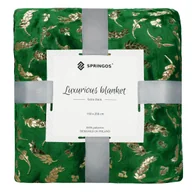 Koce - Narzuta Na Łóżko Koc 150X200 Cm Pled Zielony, Złoty Na Kanapę - miniaturka - grafika 1