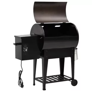 vidaXL Grill na pellet, z dolną półką, czarny, 94 cm, żelazo - Grille - miniaturka - grafika 4