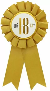 Kotylion Już 18-ka? złoty - 1 szt. - Stroje karnawałowe - miniaturka - grafika 1