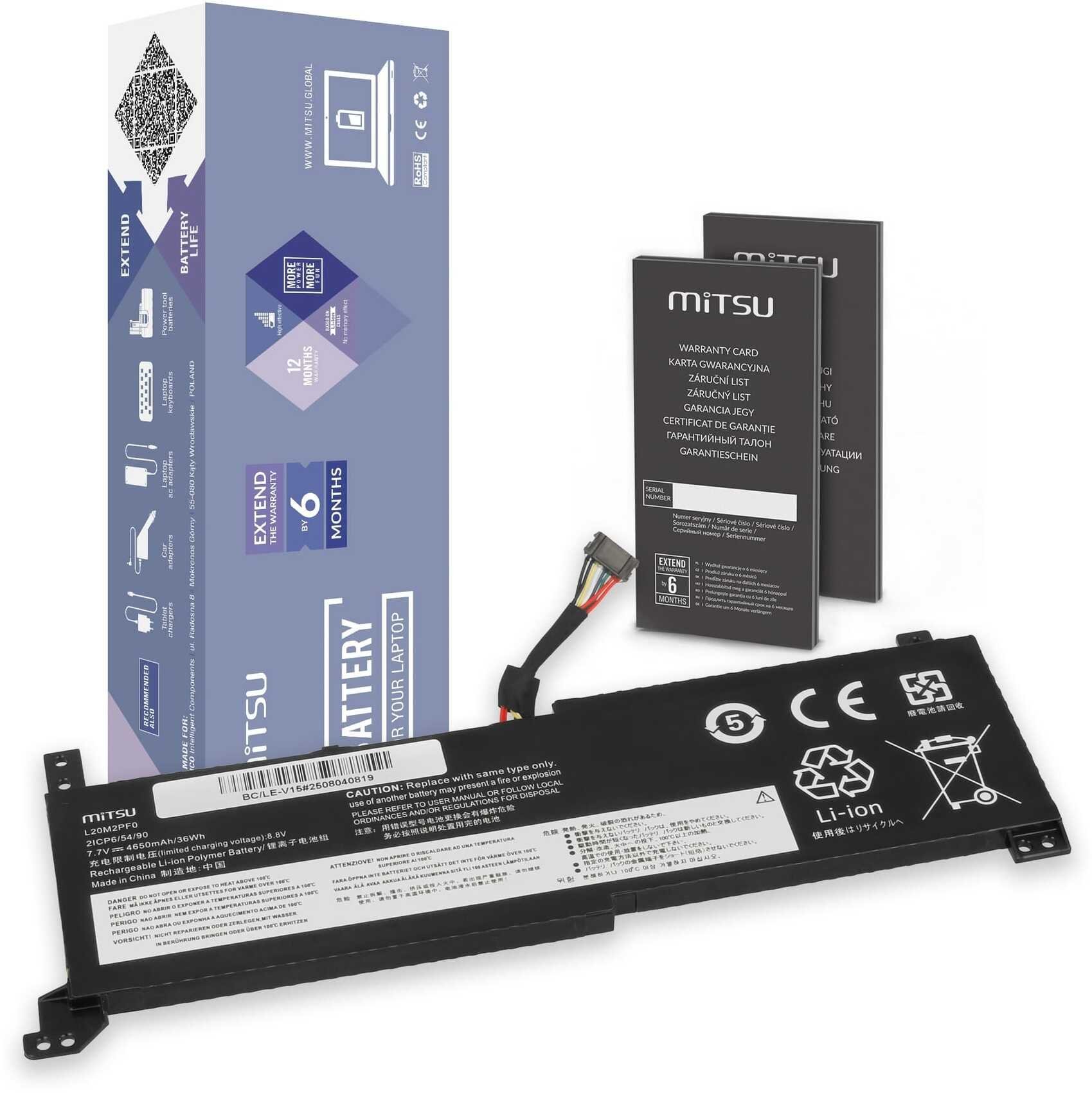 Bateria Mitsu Bateria Mitsu do Lenovo V14 V15 V17, IdeaPad 3