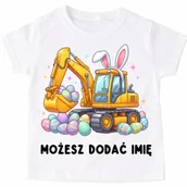 Koszulki dla dziewczynek - Koszulka Z KOPARKĄ ZAJĄCZKIEM NA WIELKANOC DLA CHŁOPCA - miniaturka - grafika 1