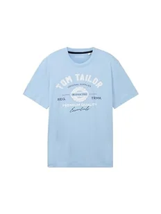 T-shirt męski TOM TAILOR z nadrukiem logo wykonany z bawełny, 32245-wyblakły średni niebieski, L - Koszulki męskie - miniaturka - grafika 1