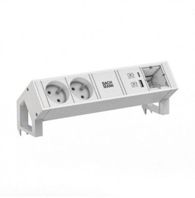 BACHMANN DESK2 biały 2xUTE 1xCM 1xUSB A/C 22W 0,2m GST18