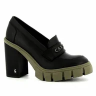 Mokasyny damskie - Czarne półbuty na obcasie CARINII - Carinii - miniaturka - grafika 1