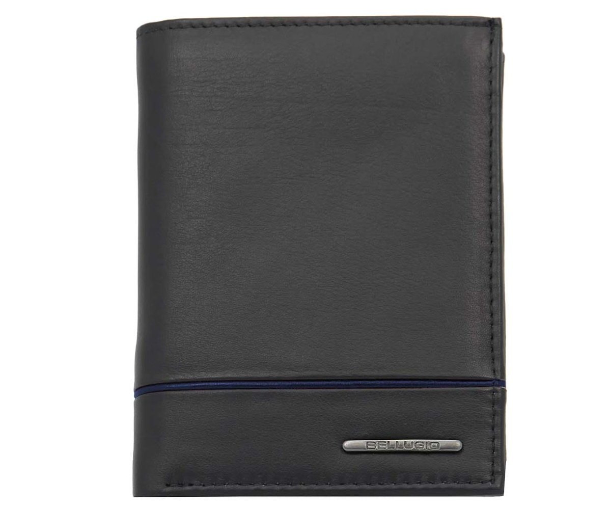 Portfel Męski Z Lampasem Bellugio Czarno-Granatowy
