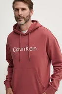 Bluzy męskie - Calvin Klein bluza bawełniana męska kolor fioletowy z kapturem z aplikacją - miniaturka - grafika 1