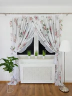 Firany - FIRANA Z ETAMINY Z FALBANKĄ I CYRKONIAMI FIRANKI DO SALONU 400X250 KWIATY - miniaturka - grafika 1