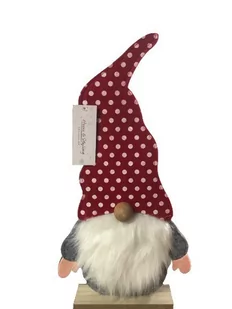 Skrzat Mikołaj Krasnal figurka dekoracja świąteczna z czapką w kropki 43cm - Ozdoby bożonarodzeniowe - miniaturka - grafika 1