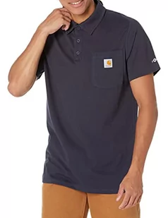 Carhartt Męska koszulka polo Force Cotton Delmont Pocket, granatowy, L - Koszulki męskie - miniaturka - grafika 1