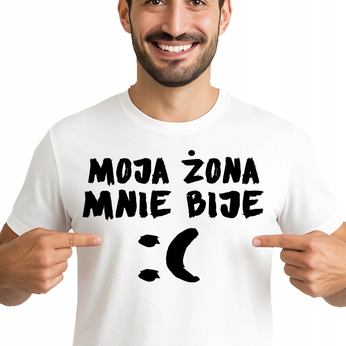 ŚMIESZNA KOSZULKA MOJA ŻONA MNIE BIJE :( PREZENT DLA FACETA JAKOŚĆ XL 3536