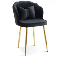 Krzesła - Krzesło muszelka czarne DC-6091 welur, złote nogi - miniaturka - grafika 1