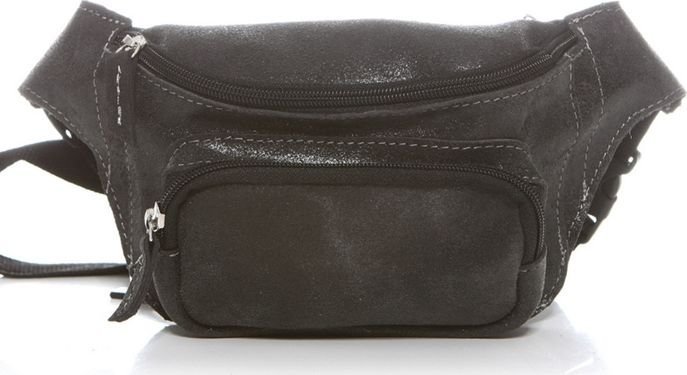 Belveder Saszetka biodrowa męska skórzana czarna BL03