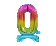 Balony i akcesoria - Godan Balon foliowy stojący cyfra 0 tęczowa - 38 cm BC-ATT0 - miniaturka - grafika 1