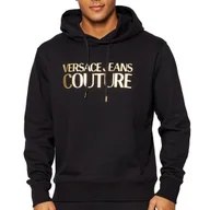 Bluzy męskie - Versace Jeans Couture bluza męska czarna złoty nadruk 74GAIT03 S - miniaturka - grafika 1