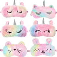 Akcesoria do bielizny - Ubiuo Maska do spania jednorożca Tęczowa maska na oczy Pluszowa osłona oczu Królik Opaska na oczy Kot Sleep Eye Cover Soft Zabawny cień do spania M... - miniaturka - grafika 1