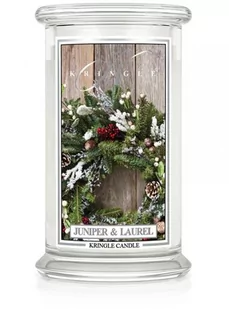 Świeca zapachowa Kringle Candle Juniper & Laurel, duży, klasyczny słoik, 623g z 2 knotami - Świece - miniaturka - grafika 1