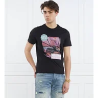 Koszulki męskie - GUESS T-shirt SUNSET FLOWER | Slim Fit - miniaturka - grafika 1