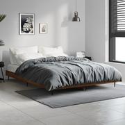 Łóżka - vidaXL Rama łóżka, brązowy dąb, 140x190 cm, materiał drewnopochodny - miniaturka - grafika 1