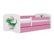 Łóżka dla dzieci i młodzieży - Łóżko dla dziecka, barierka, Babydreams, mały dino, różowe - miniaturka - grafika 1