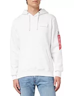 Bluzy męskie - ALPHA INDUSTRIES Męska bluza z kapturem Red Stripe Hoody, biały/czerwony, M - miniaturka - grafika 1