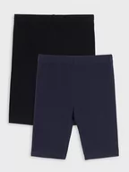 Spodnie i spodenki dla dziewczynek - Sinsay - Bawełniane legginsy 2 pack - wielobarwny - miniaturka - grafika 1