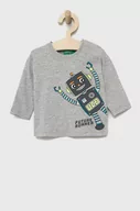 Bluzki dla chłopców - United Colors of Benetton longsleeve bawełniany dziecięcy kolor szary z nadrukiem - miniaturka - grafika 1