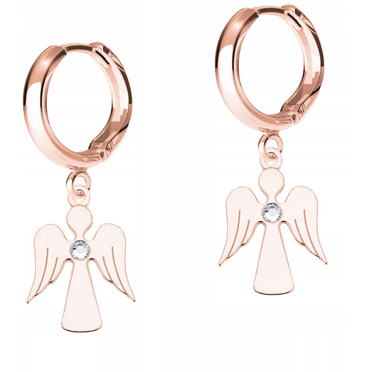 Kolczyki Pozłacane Aniołki Anioły Stróże z Cyrkonią Kryształy SREBRO 925