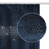 Zasłony - Granatowa Zasłona Welurowa Z Kryształkami Na Taśmie 140x270 Shiny - miniaturka - grafika 1