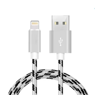 Kabel nylonowy 1m Usb Lightning biały Quickcharge! - Kable USB - miniaturka - grafika 1