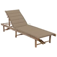 Leżaki ogrodowe - vidaXL Ogrodowy leżak z poduszką, bambusowy - miniaturka - grafika 1