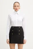 Koszule damskie - Karl Lagerfeld koszula z dodatkiem bawełny damska kolor biały regular z kołnierzykiem klasycznym A4W11038 - miniaturka - grafika 1
