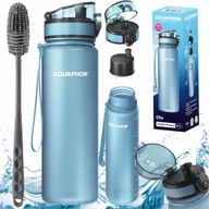 Butelki filtrujące - Bidon Butelka filtrująca wodę AQUAPHOR CITY 0,5 L błękitna + szczoteczka - miniaturka - grafika 1