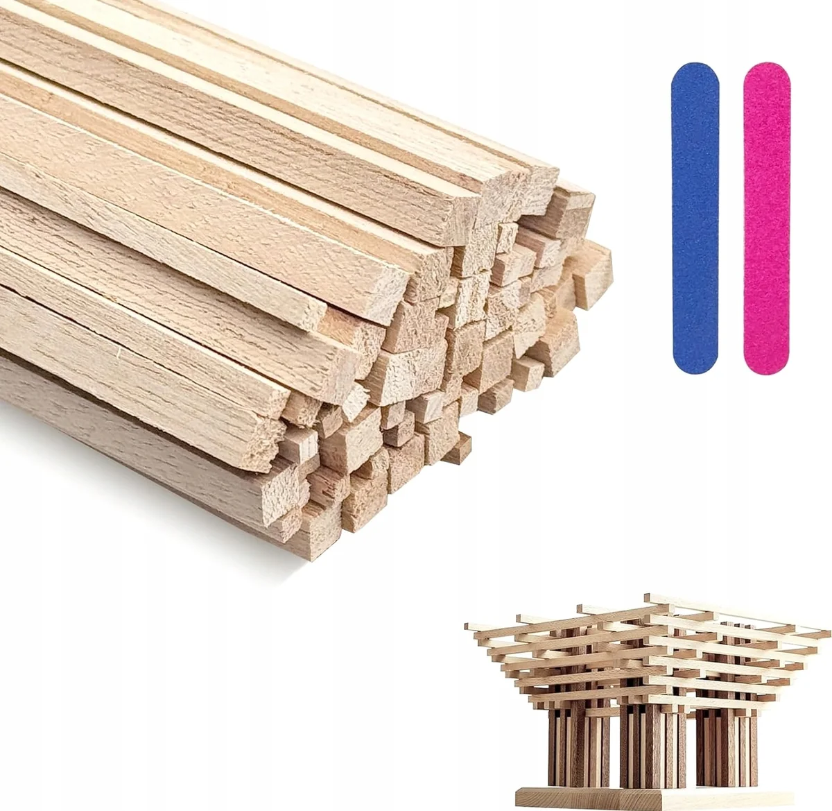 PRĘTY DREWNIANE 60SZT 3X3X300MM 6X6X300MM KWADRATOWE NATURALNE LISTWY