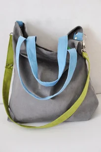 Torba na ramię XL- szary, limonka,błękit - Torebki damskie - miniaturka - grafika 1