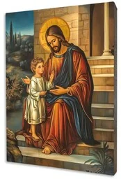Ikona złocona Jezus z Chłopcem-Prezent dla Dziecka - Ikony i obrazy sakralne - miniaturka - grafika 1